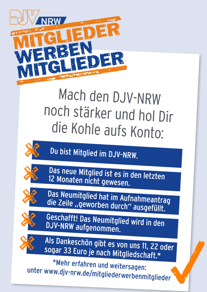 DJV-NRW Mitgliederkampagne: Mitglieder werben Mitglieder